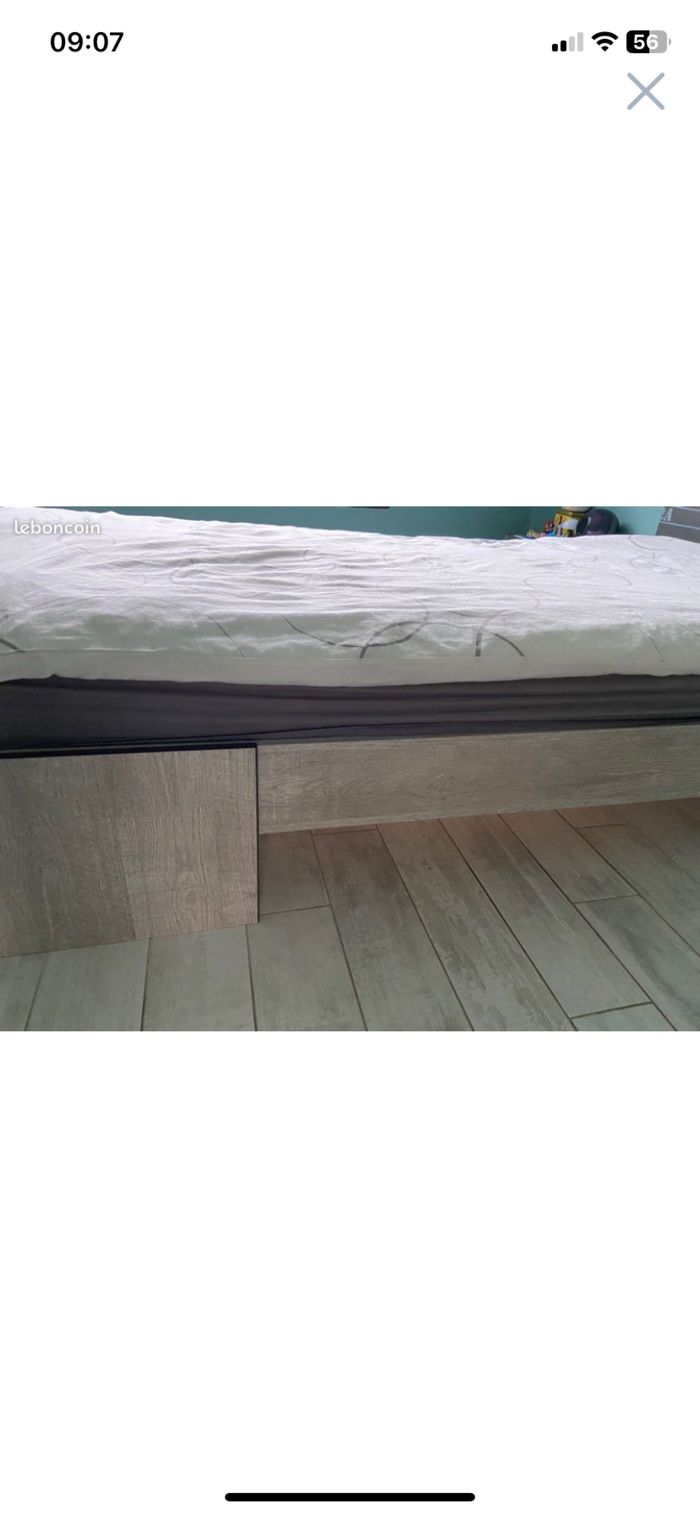Lit + sommier + matelas enfant avec  chevet - photo numéro 3