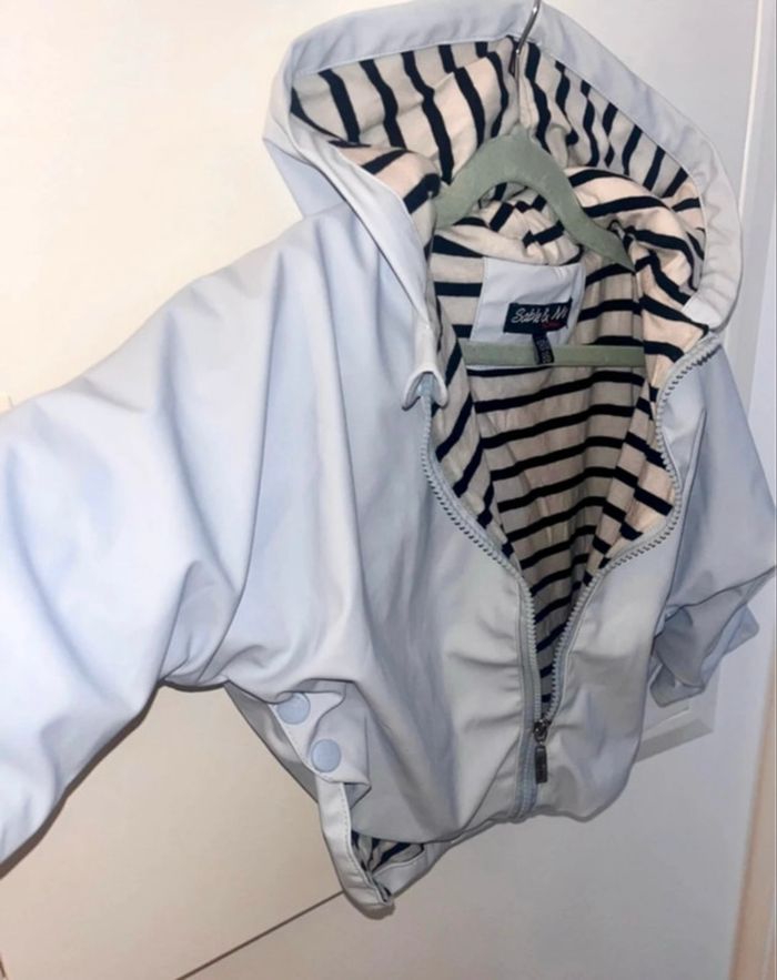 Parka style cape  bleu et marinière - Sable et Mer - photo numéro 3