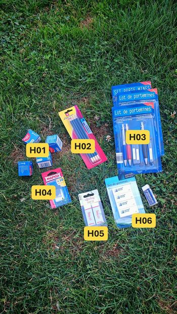 Fournitures scolaires – fournitures écriture (crayon, gommes etc.)