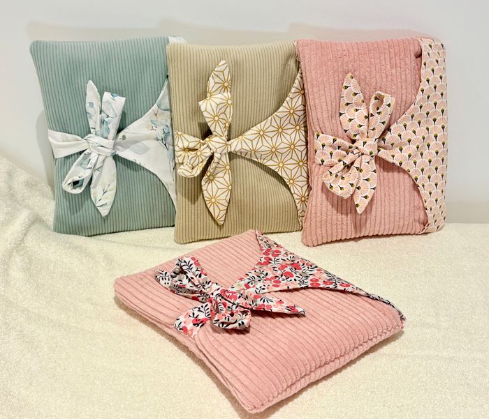 Pochette à livre de poche ou liseuse Rose Pâle et éventails - photo numéro 2