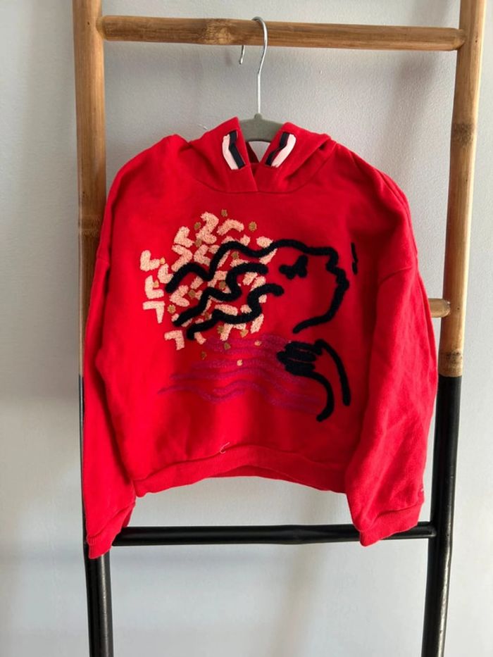 Sweat rouge à capuche / catimini - 4 ans