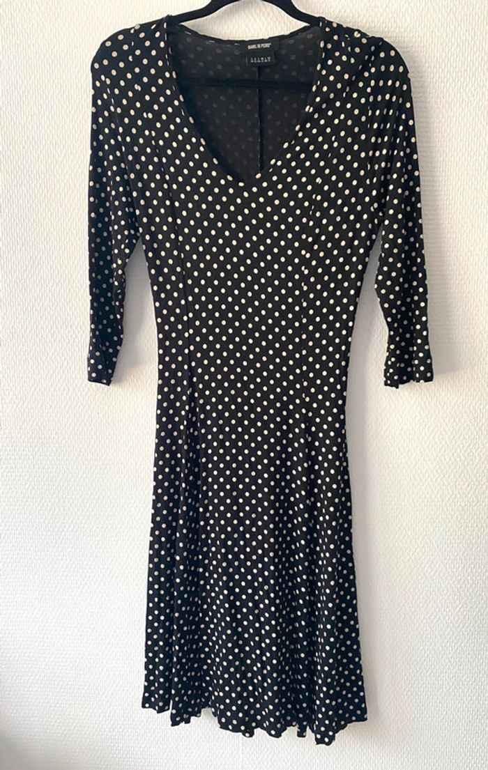 Robe midi à pois noirs et beige Isabelle de Pedro Taille 38/40