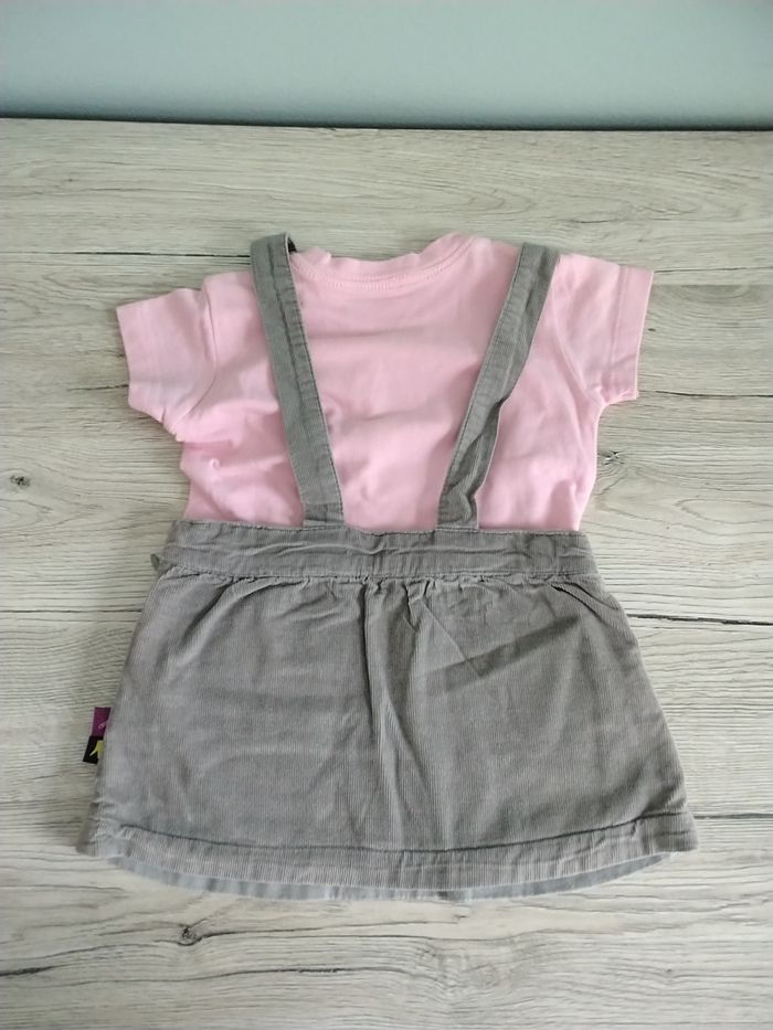 Robe salopette velours et son Tee-shirt manches courtes 6 mois fille - photo numéro 2