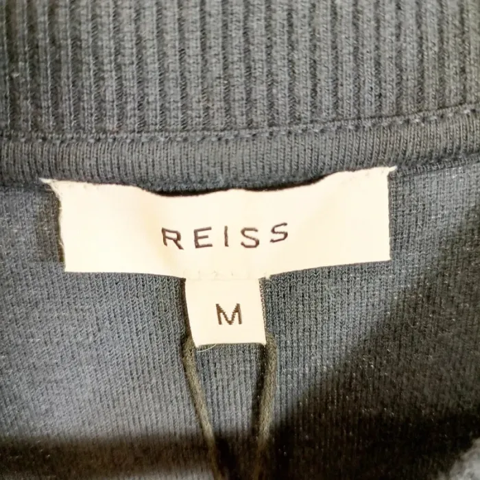 T-shirt zippé bleu marine en maille éponge Reiss Taille M Style casual chic A762 - photo numéro 4