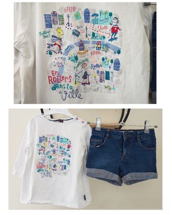 5 ans ensemble teeshirt sergent major ( manque mi longue) et short monoprix 