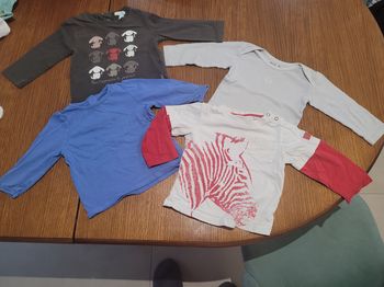 Lit de 4 tee-shirts taille 18 mois