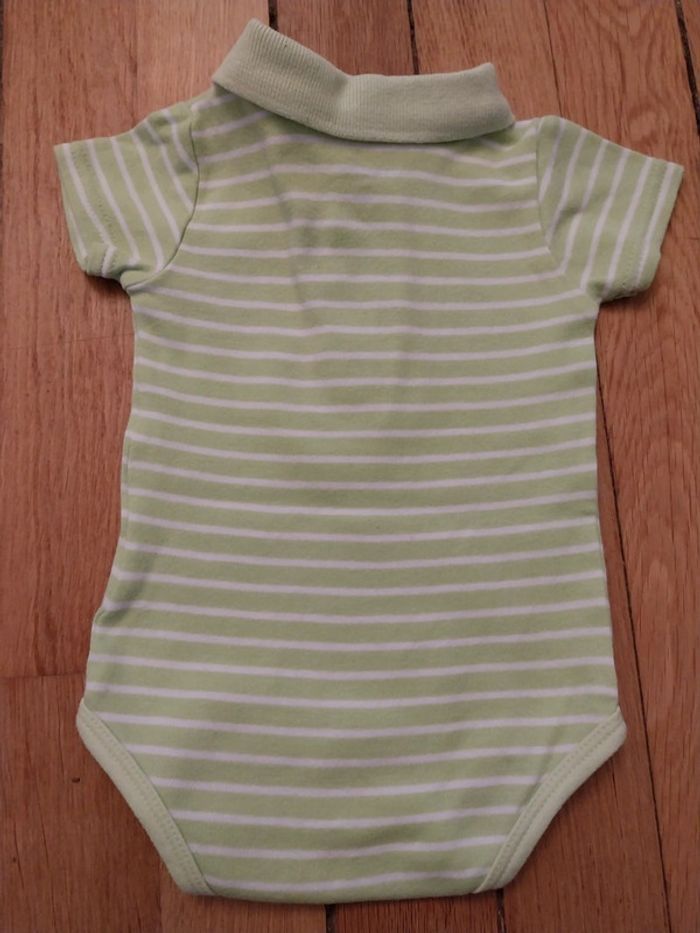 Body/polo rayé vert pomme (9M) - photo numéro 3