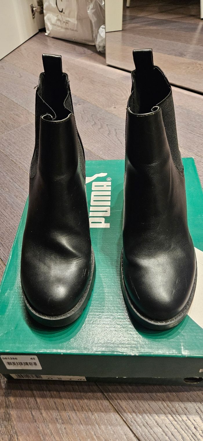 Bottines en cuir noir - Taille 39 - photo numéro 3