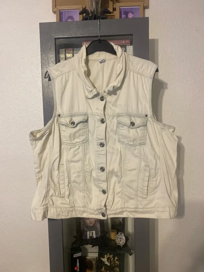 veste en jean sans manche blanc cassé 48 M&S mode