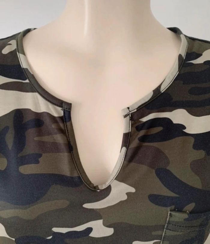 Robe d’été kaki camouflage manches courtes taille M ou 38 - photo numéro 4