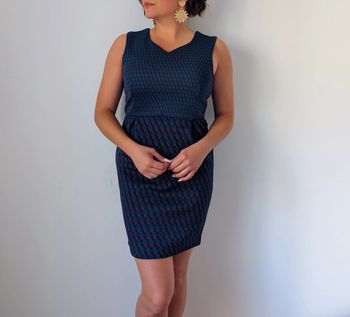 Robe droite fourreau moulante chic sobre classique bleu vert foncé Naf Naf Taille 38
