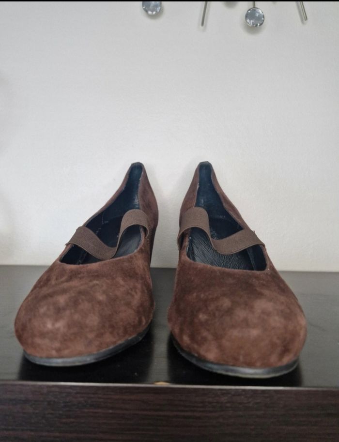 Ballerines compensées marron Effet daim - photo numéro 5