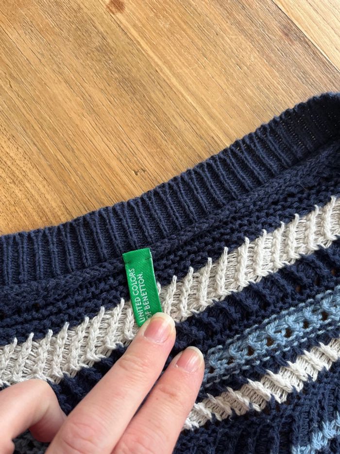 Pull rayé bleu Benetton - photo numéro 3