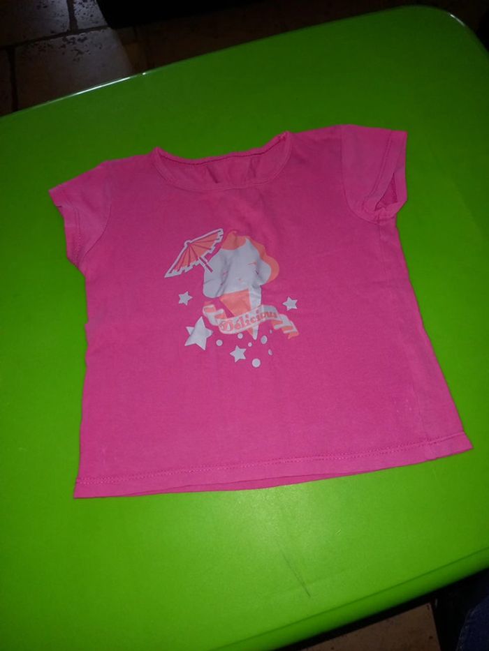 Tee shirt manche courte rose 18 mois