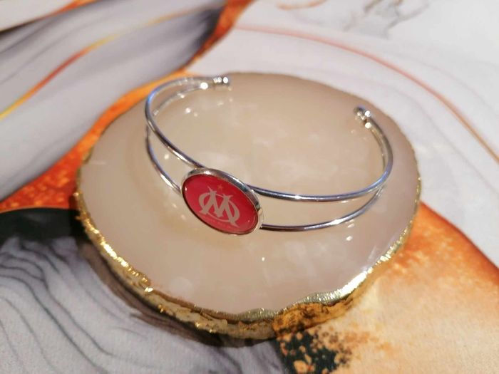 Bracelet manchette argenté Marseille rose - photo numéro 3