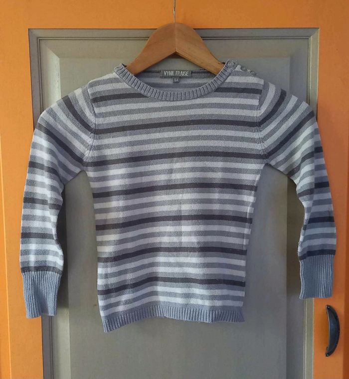 pull rayé violet - 6 ans