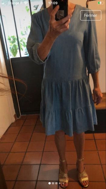 Robe Été  jeans souple bleu Clair 