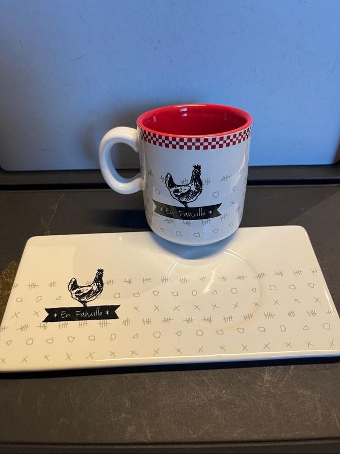 Magnifique lot de 4 tasses et 4 sous tasses  style campagne, poules - photo numéro 10