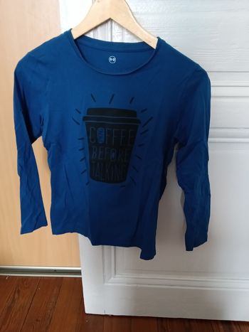 Tee-shirt tex bleu et noir
