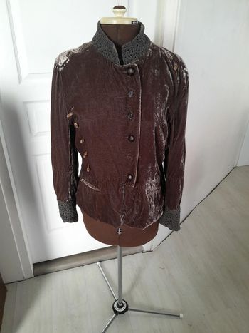 Jolie veste chemisier one step soie rayon dentelle taille 40