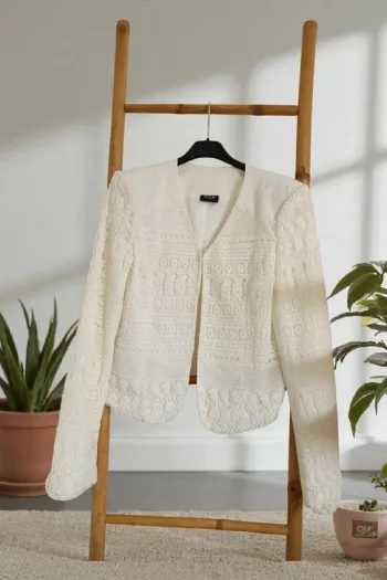 Veste blazer en dentelle blanc cassé Vila Clothes taille M