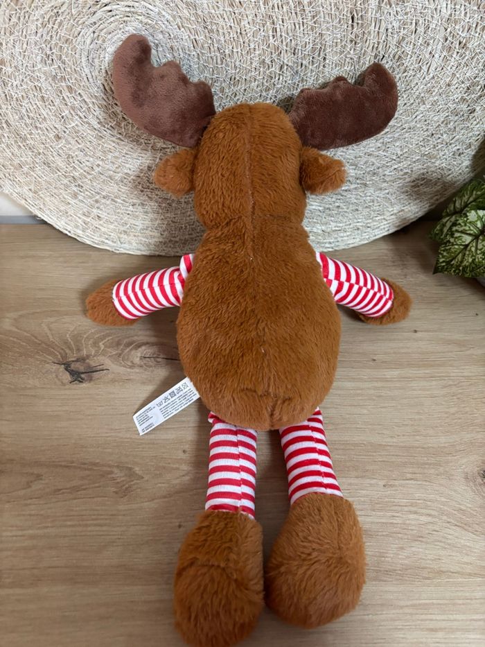 Neuf doudou cerf renne marron rouge rayé zeeman - photo numéro 3