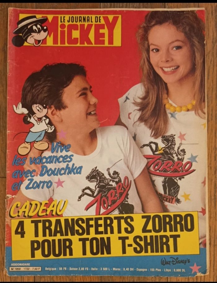 Ancien journal de mickey avec cadeau transferts zorro N°1722 - 1985 vintage - photo numéro 2