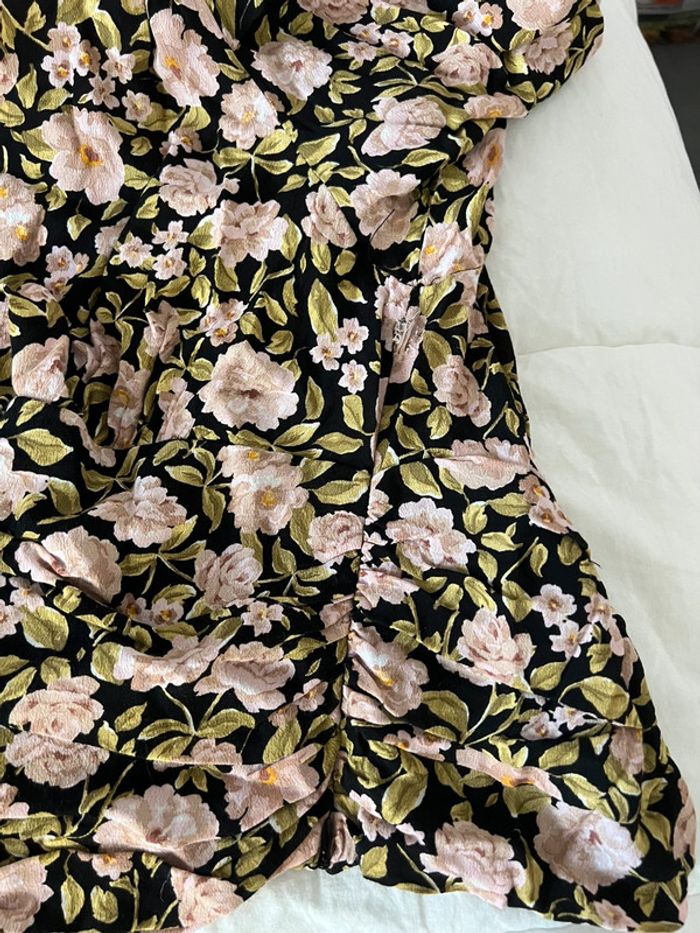 Blouse Décolletée en V Fleurie Manches longues Zara - photo numéro 4