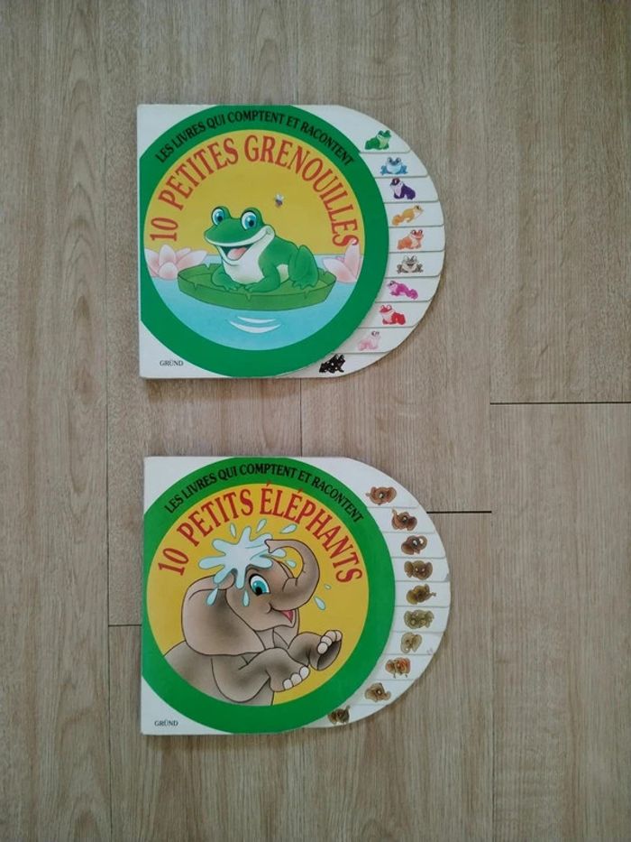Lot 2 livres 10 petites grenouilles et 10 petits éléphants