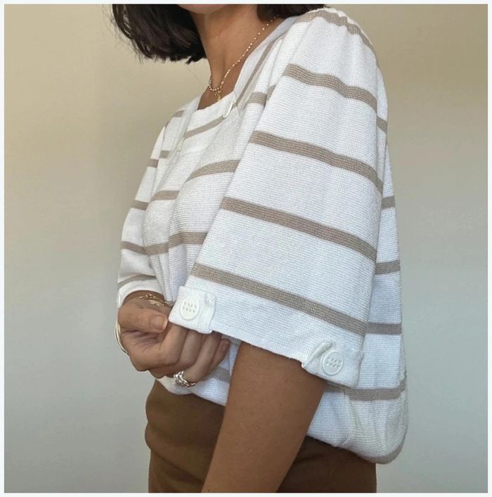 Haut Nina Ricci en maille blanc et beige taille XL - très bon état - photo numéro 4