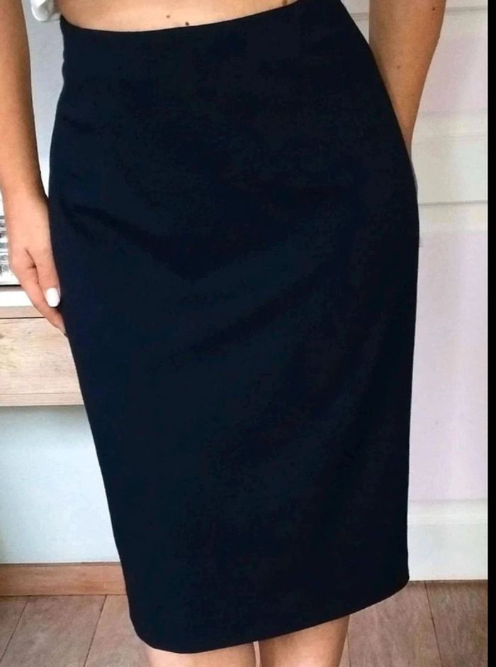 Jupe  mi-longue  Marine - Viscose  Nylon -  L  - Parfait  État