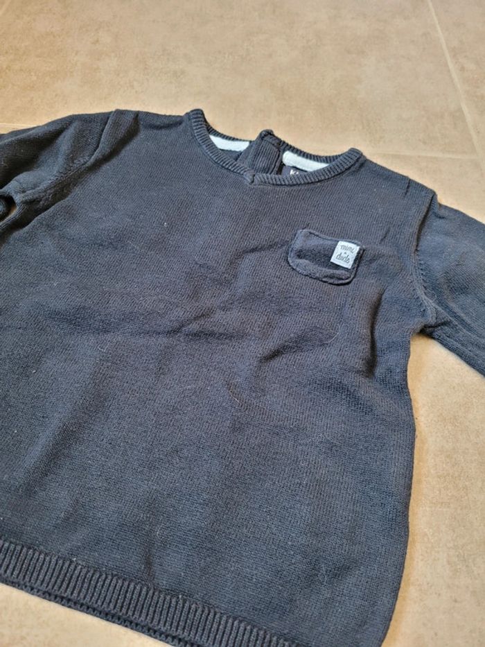 Pull 24 mois 2 ans col v bleu - photo numéro 2