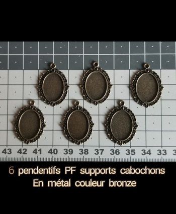 6 x pendentifs supports cabochons, fome ovale