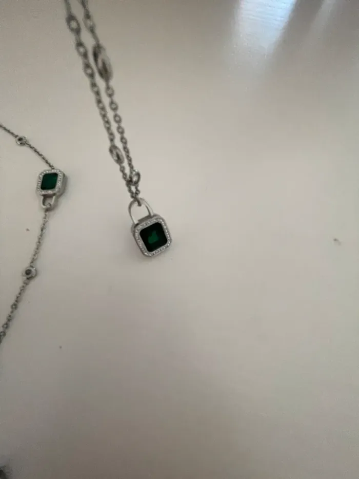 Parure argenté et vert - photo numéro 4