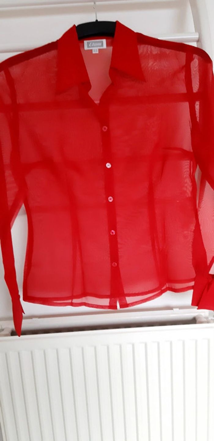 Chemise transparente rouge Etam