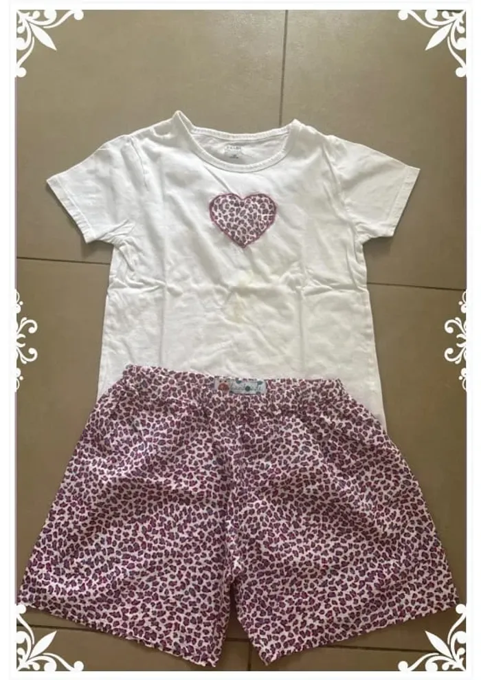 🐆 Pyjama fille 12 ans – Haut Kiabi brodé & short fait main 💜n - photo numéro 2