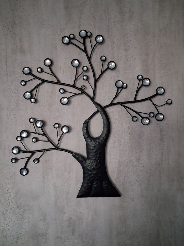 Jolie décoration arbre en acier noir H.40 cm