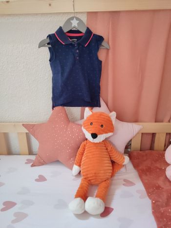 Polo sans manches - Motif étoiles - Bleu foncé et rose - 24 mois - Très bon état - Orchestra