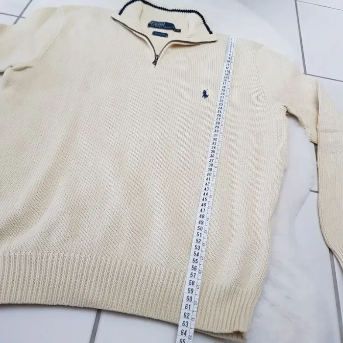 Pull Camionneur half demi zip Ralph Lauren M Beige - photo numéro 9
