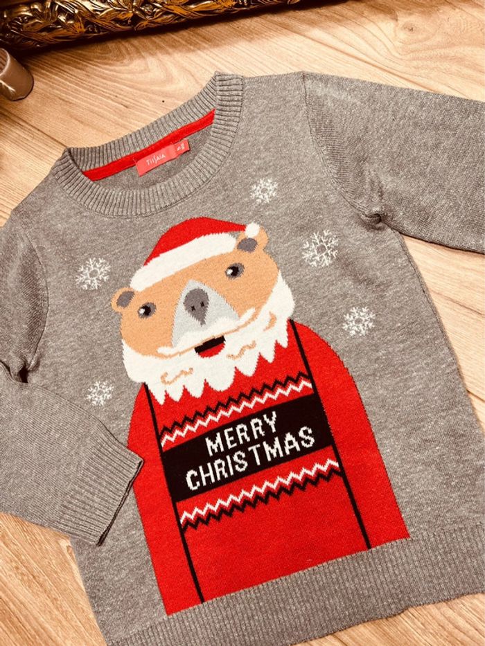Taille 5 ans pull de Noël garçon Tissaia gris * ours * 💙 - photo numéro 3