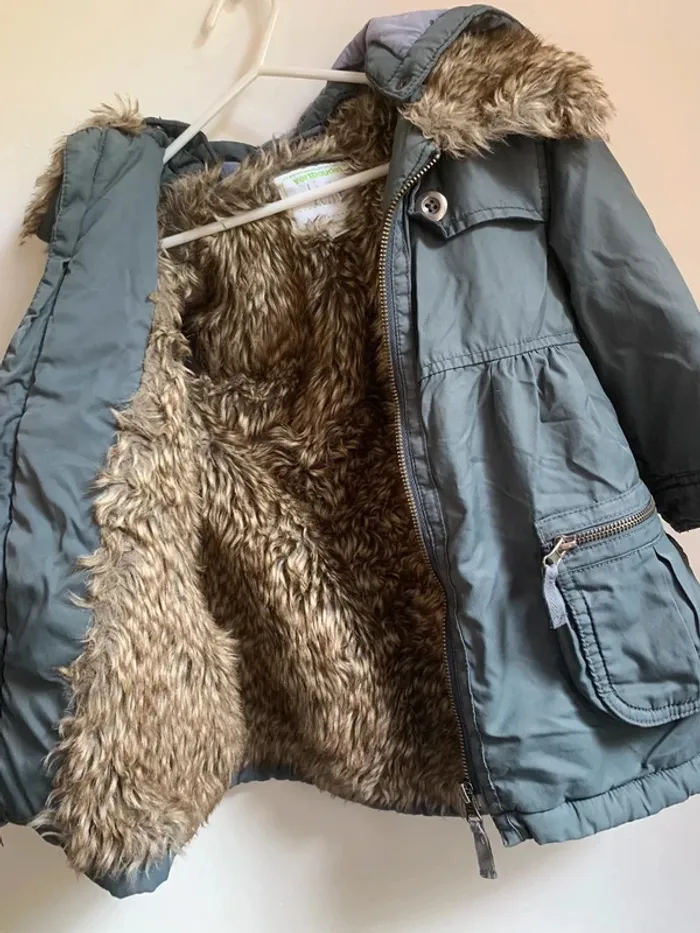 Parka chaude Vertbaudet 3 ans – Grise doublée fausse fourrure - photo numéro 3