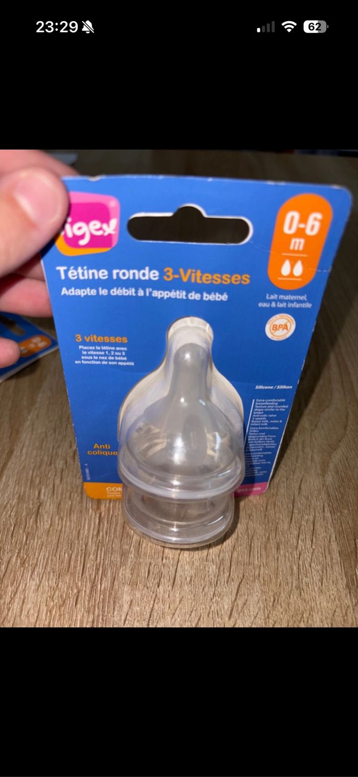 Lot de 2 tétines tigex 0-6M – Rondes à 3 vitesses 🍼 - photo numéro 2