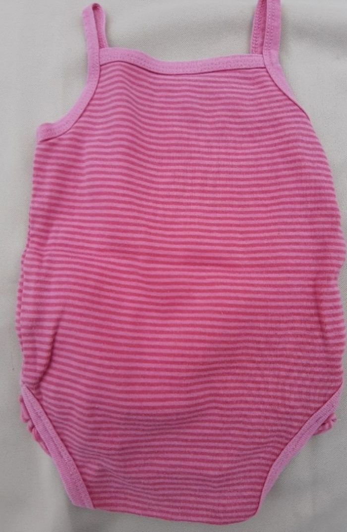 Lot de 3 bodies bretelles roses et blancs fille - Kitchoun - 6 mois - photo numéro 6