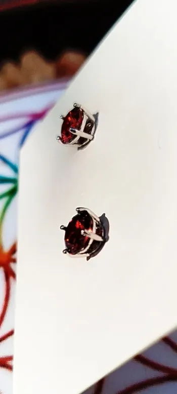 Clous d’oreilles en Argent Massif💫Grenat Étincelant  0,6 Carats