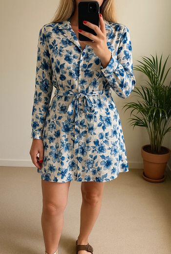 Robe chemise fleurie bleu neuve H&M – Taille XS