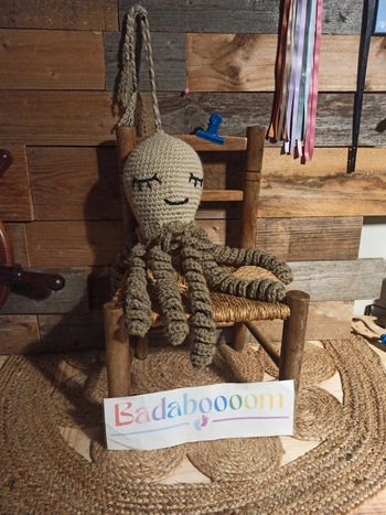 Peluche tricot grande pieuvre fait main tbe