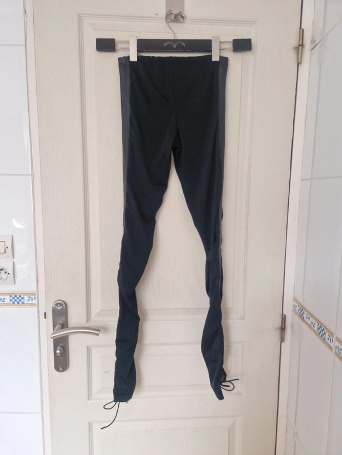 Leggings noir avec détails en simili cuir femme taille S/36 - photo numéro 4