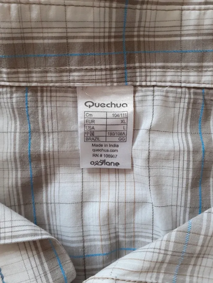 Chemise homme à carreaux beige gris bleu taille XL - photo numéro 10