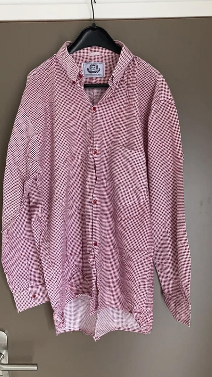 Chemise homme manches longues vichy bordeaux L