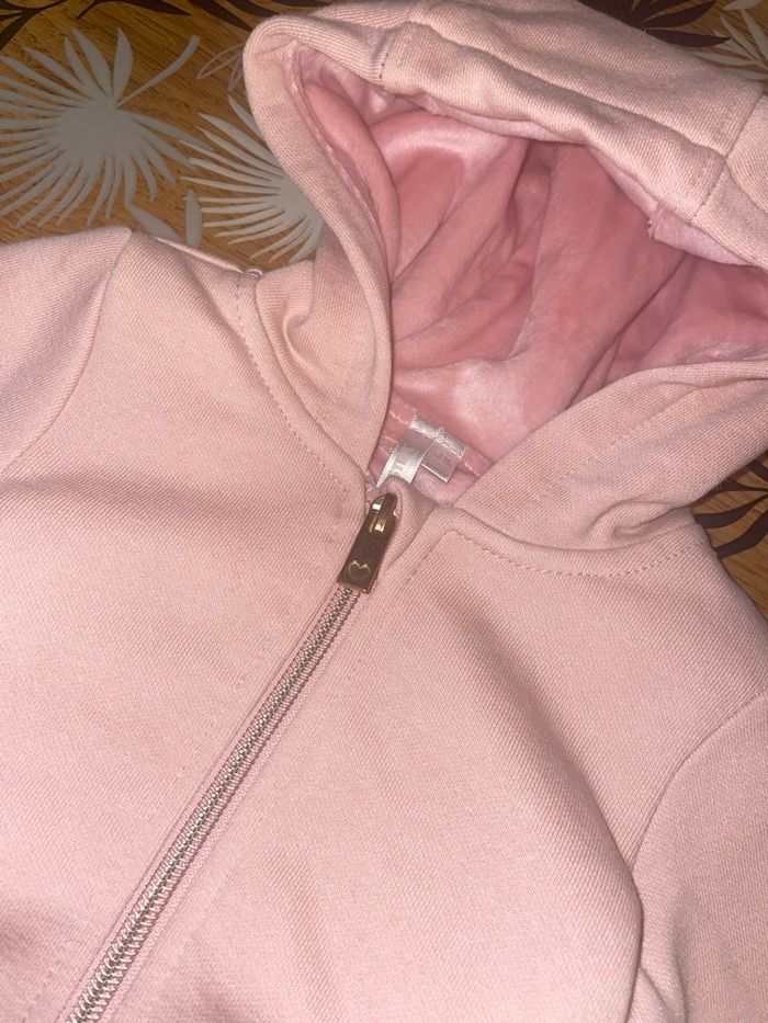 Gilet zippé à capuche molletonné rose avec cœurs orchestra bb 3 mois - photo numéro 6